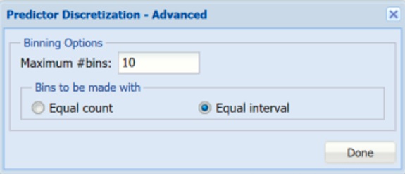 Figure 2:  Predictor Discretization - Advanced