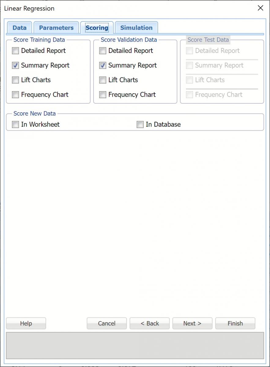 Linear Regression Scoring Dialog