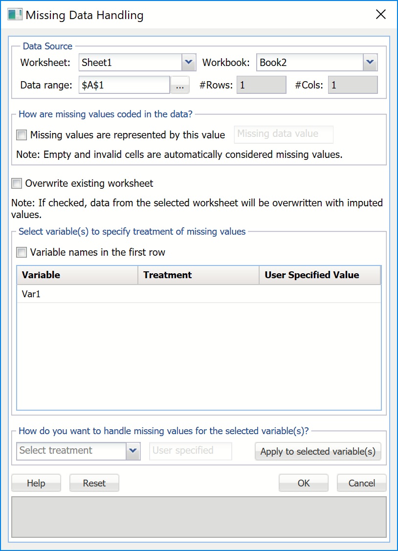 Missing Data Handling Dialog