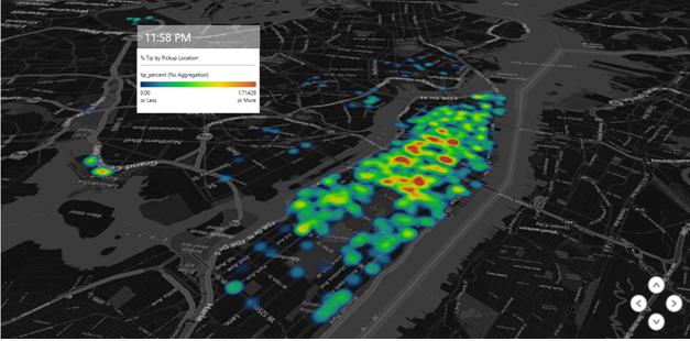 New York City Taxi Fares in PowerMap