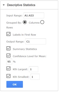 Descriptive Statistics Pane