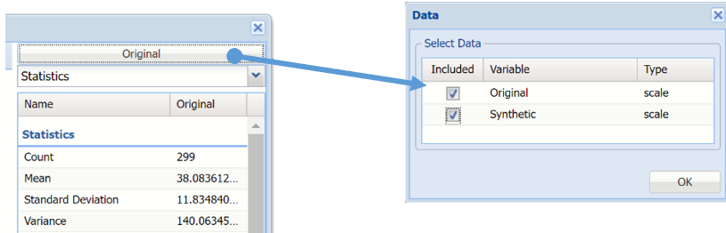 Generate Synthetic Data Results, Chart Data Dialog